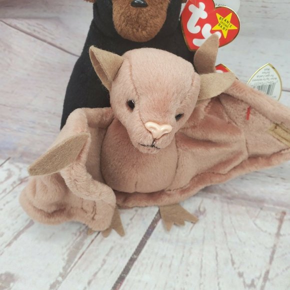 Rare 1996 Batty & Congo Retired Vintage Beanie Babies Collectible P.V.C Pellets - Picture 4 of 12